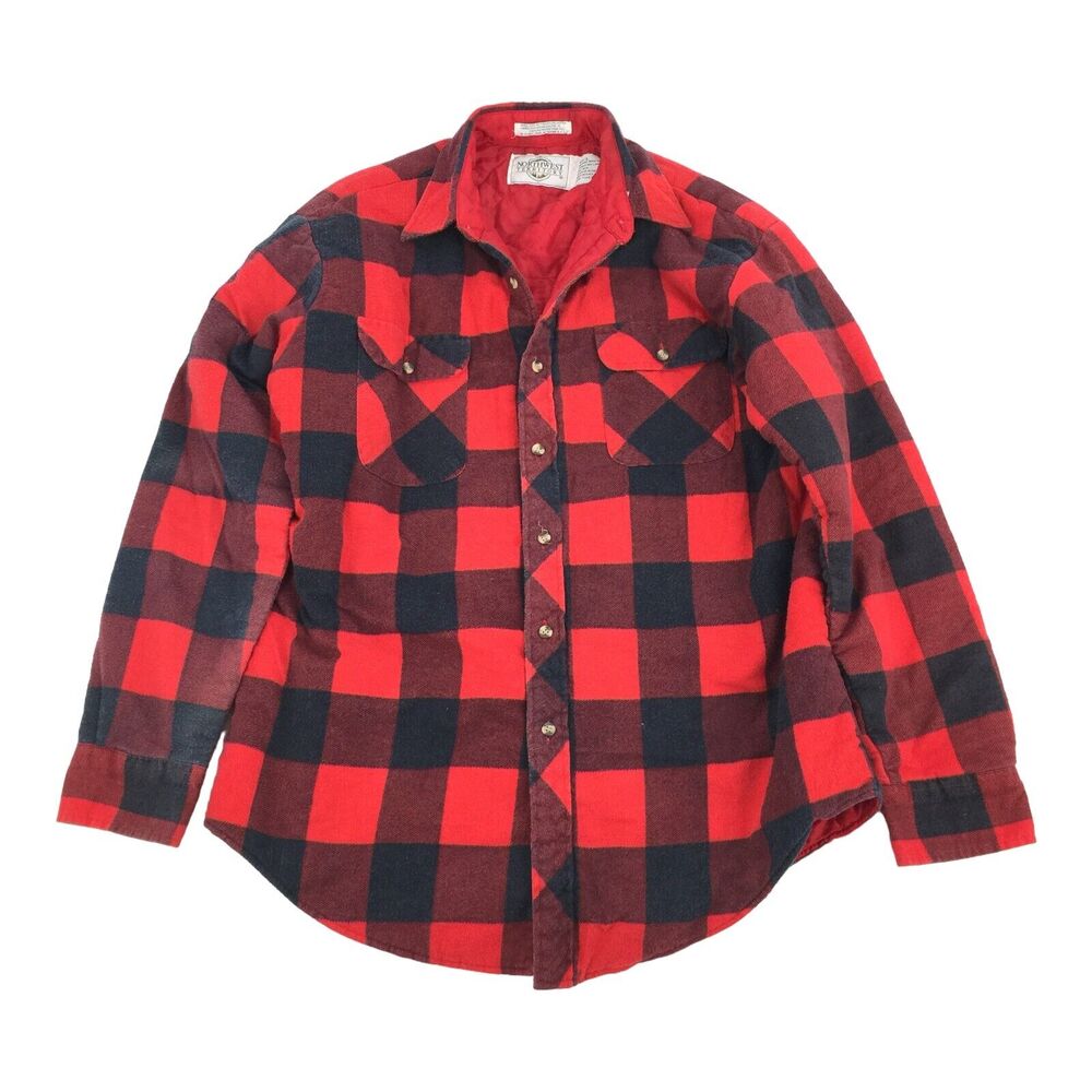 Vintage Northwest Territory Buffalo Plaid Button Front Shacket Jacket Large Red